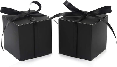 60Pcs Small Gift Boxes, Favor Boxes 2X2X2 Inches Paper Gift Boxes with Ribbons Candy Box for Wedding Favors Baby Shower Bridal Shower Birthday Party (Black)