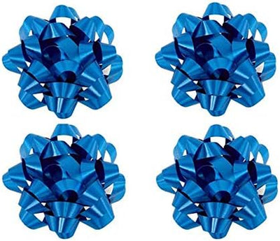 Royal Blue Gift Wrap Bows,Satin Finish Confetti Bows-Christmas Ribbon Gift Bows 4" Inch (12 Pack)