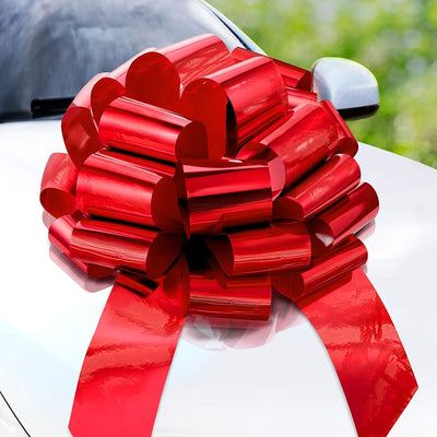 - Big Car Bow - Metallic Red, 23 Inch - round Shape Giant Car Bow for Birthday, Christmas, Wedding Reception, Surprise Party - Large Gift Wrapping for Huge Present