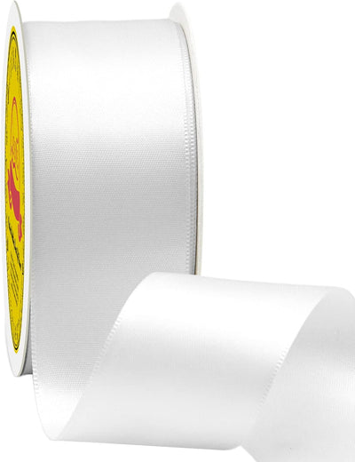 Double Face White Satin Ribbon 1-1/2" X 25 Yards Polyester White Ribbon for Gift Wrapping Very Suitable for Weddings Party Hair Bow Invitation Decorations and Moredecorations and More