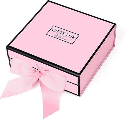 Gift Box 9.05×8.85×3.54 Inches, Pink Gift Boxes with Ribbon, Halloween Thanksgiving Children'S Day, Collapsible Bridesmaid Proposal Box